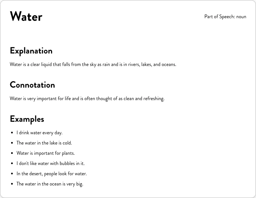 FreeTalk dictionary showing clean, simple definition